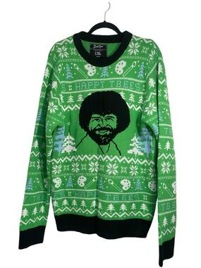 Bob Ross Happy Trees Christmas Sweater